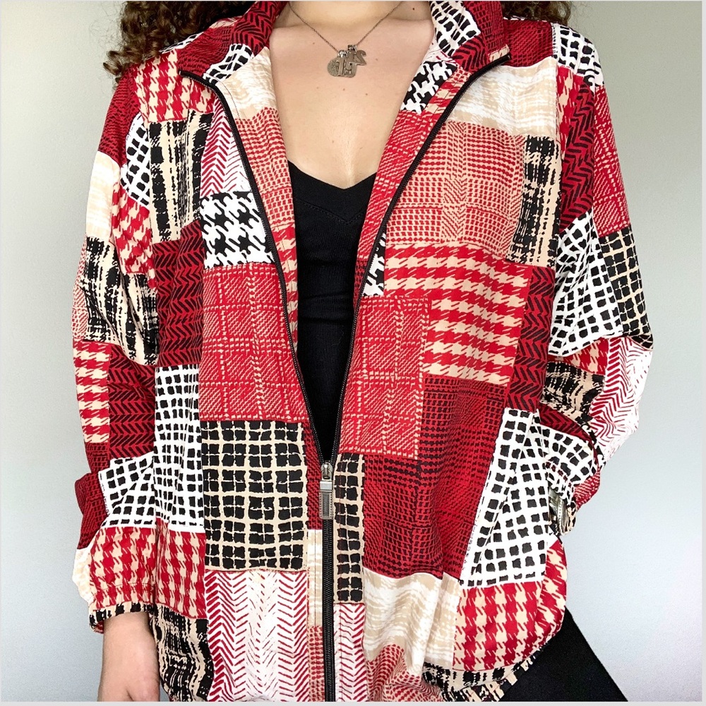 SOLD / VINTAGE • red patterned windbreaker
